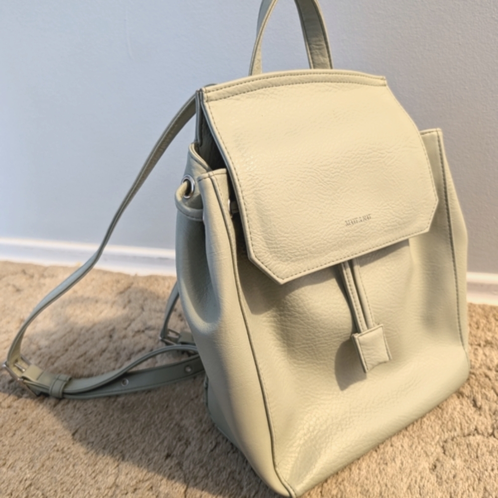 Light Sage Green Vegan Leather Backpack
